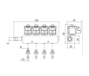 Форсунки ГБО Valtec type 30 рейка на 4 цилиндра